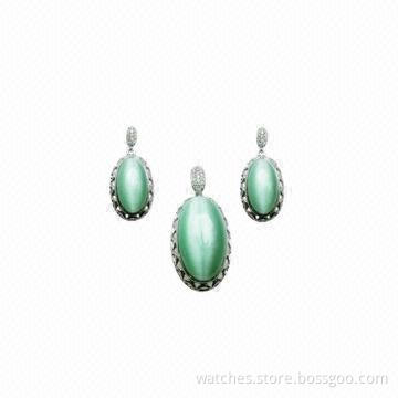 2014 Fashionable Silver with Stone Pendant Earrings, OEM, ODM Welcomed, Trendy Jewelry for Women